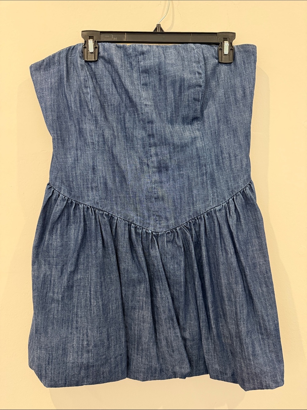 Denim Strapless Dress in Blue